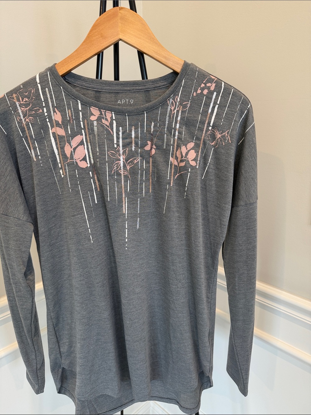 Apt. 9 Gray Crewneck Tee with Subtle Logo